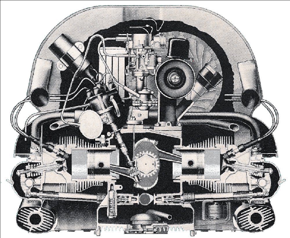 Cutaway view of a VW engine