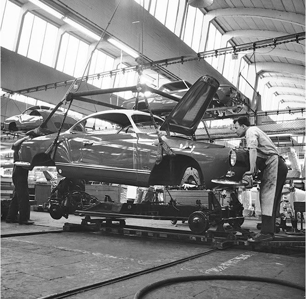   
Volkswagen Karmann Ghia described as an elegant design icon built with Karmann and produced until 1974